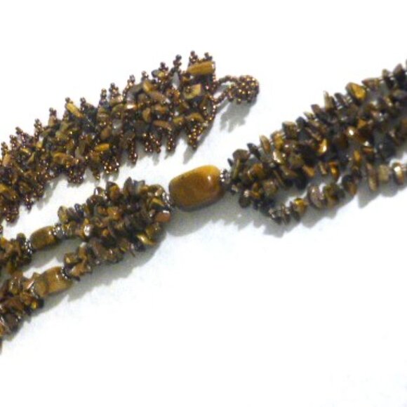 Glass TIGER EYE NECKLACE Vintage Necklace Vintage Jewelry BRACELET Jewelry Box - Picture 3 of 7